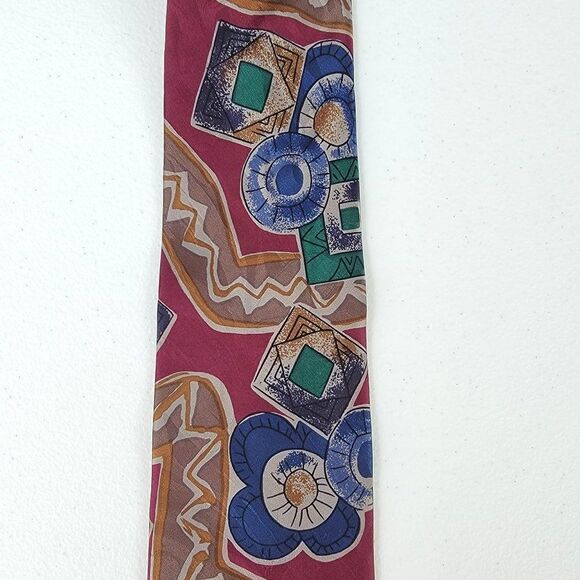 Ted Lapidus Designer Paris Silk Mens Necktie Floral Abstract Multicolor Tie - Picture 3 of 6